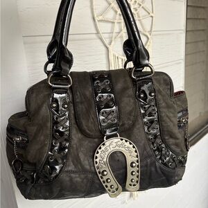 Vintage Y2K betsey Johnson leather horseshoe satchel handbag